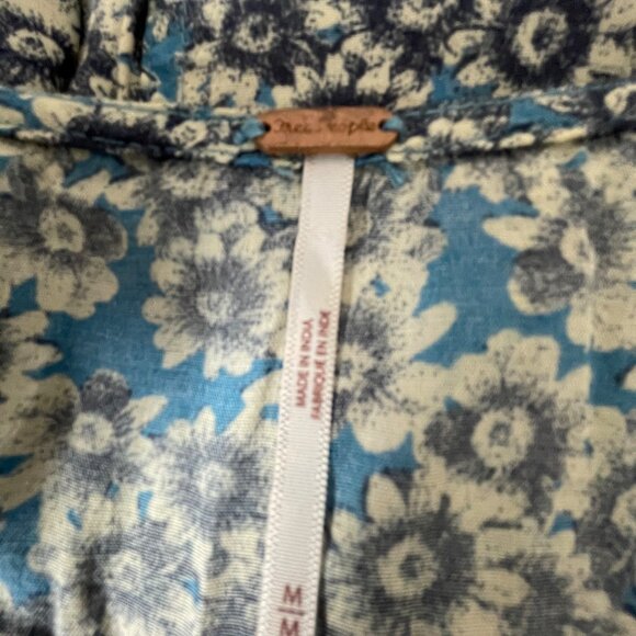 Free People Laced Up Mini Dress Medium Blue Black  Bohemian Cottagecore Boho - Picture 7 of 14